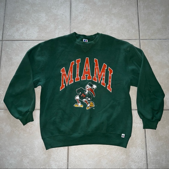 Russell Athletic Other - vtg Russell Athletic Miami Hurricanes crew sweatshirt green orange XL